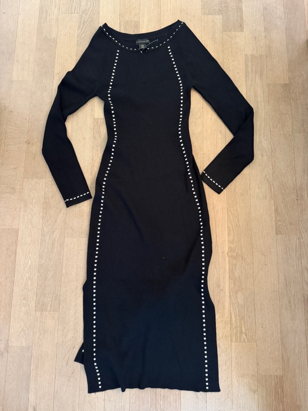 House of Harlow 1960 Black Stud-Trim Long Sleeve Bodycon Dress, S